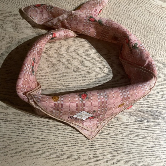 Burberry Pink Checkered Scarf with Floral Accents - Picture 1 of 6